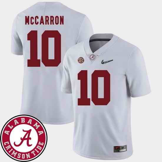Men Alabama Crimson Tide Aj Mccarron White College Football Sec Patch 2018 Jersey